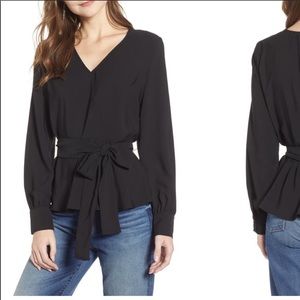 •HALOGEN• Surplice Faux Wrap Top